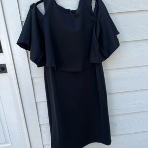 Eloquii Black Cold Shoulder Long Sleeve Dress